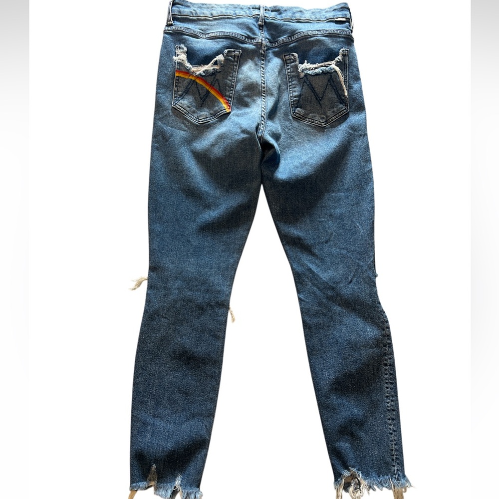MOTHER High Waisted‎ Looker Ankle Chew Jeans 31 Rainbow Pocket - Picture 3 of 9